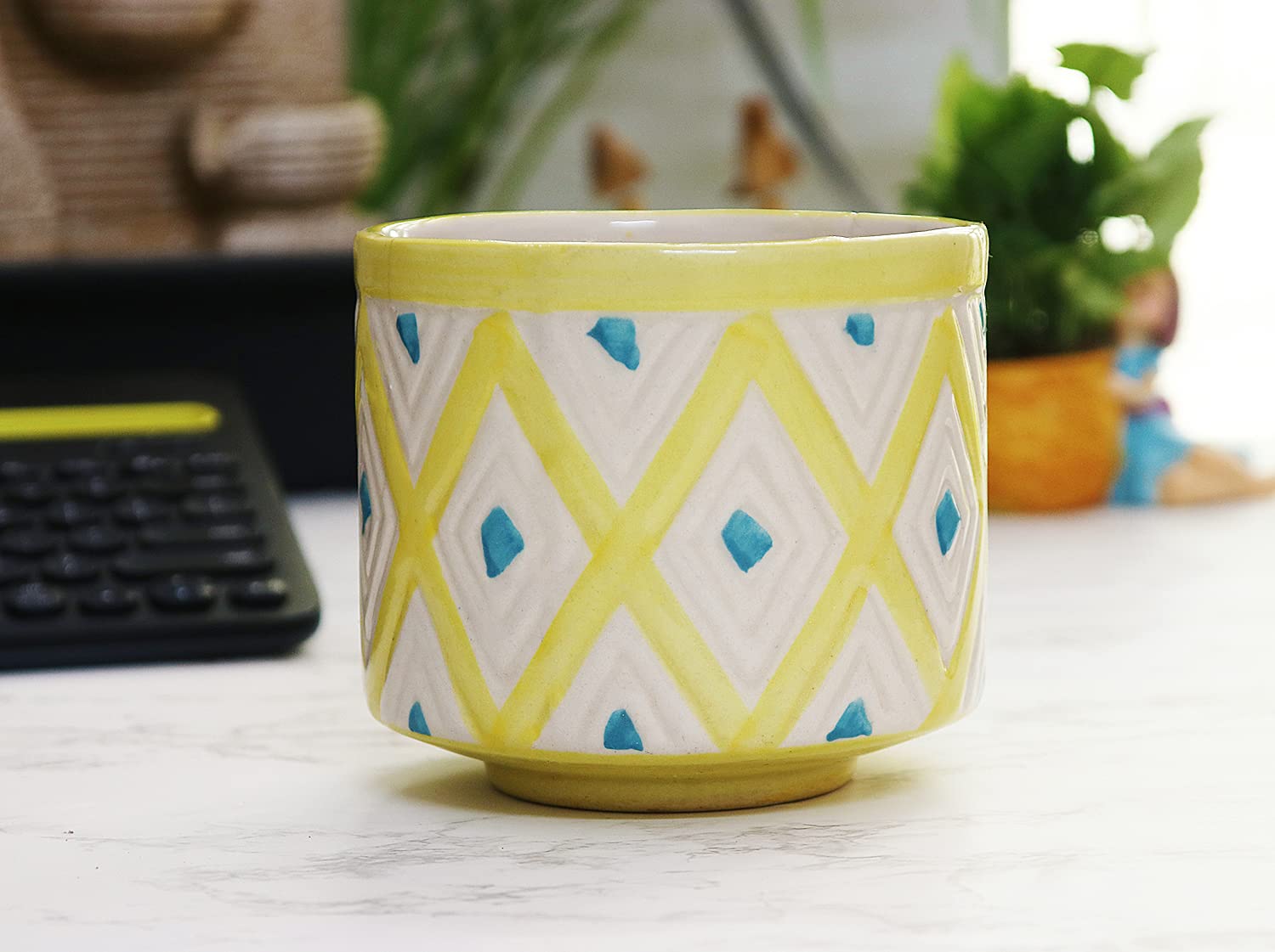 Leafy Tales Ceramic Rhombus Design Planter, Medium Size, Yellow, 1 Piece (B08W2JHZYN) Amazon Price History, Amazon Price Tracker