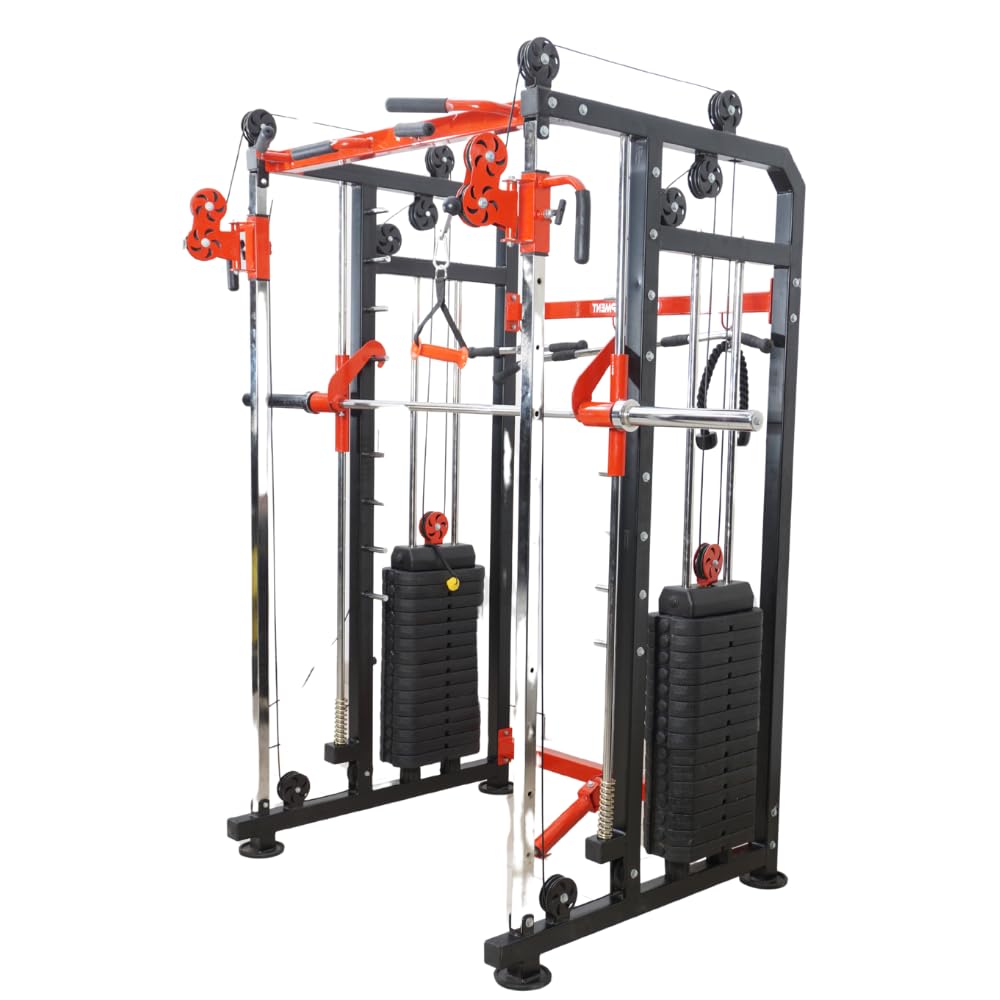 Gym24 Functional Trainer with Smith Machine All in One Home Gym Machine | Chest, Bicep, Tricep,Back Workout | Ultimate Strength Training | PVC (Red Black)-image-33