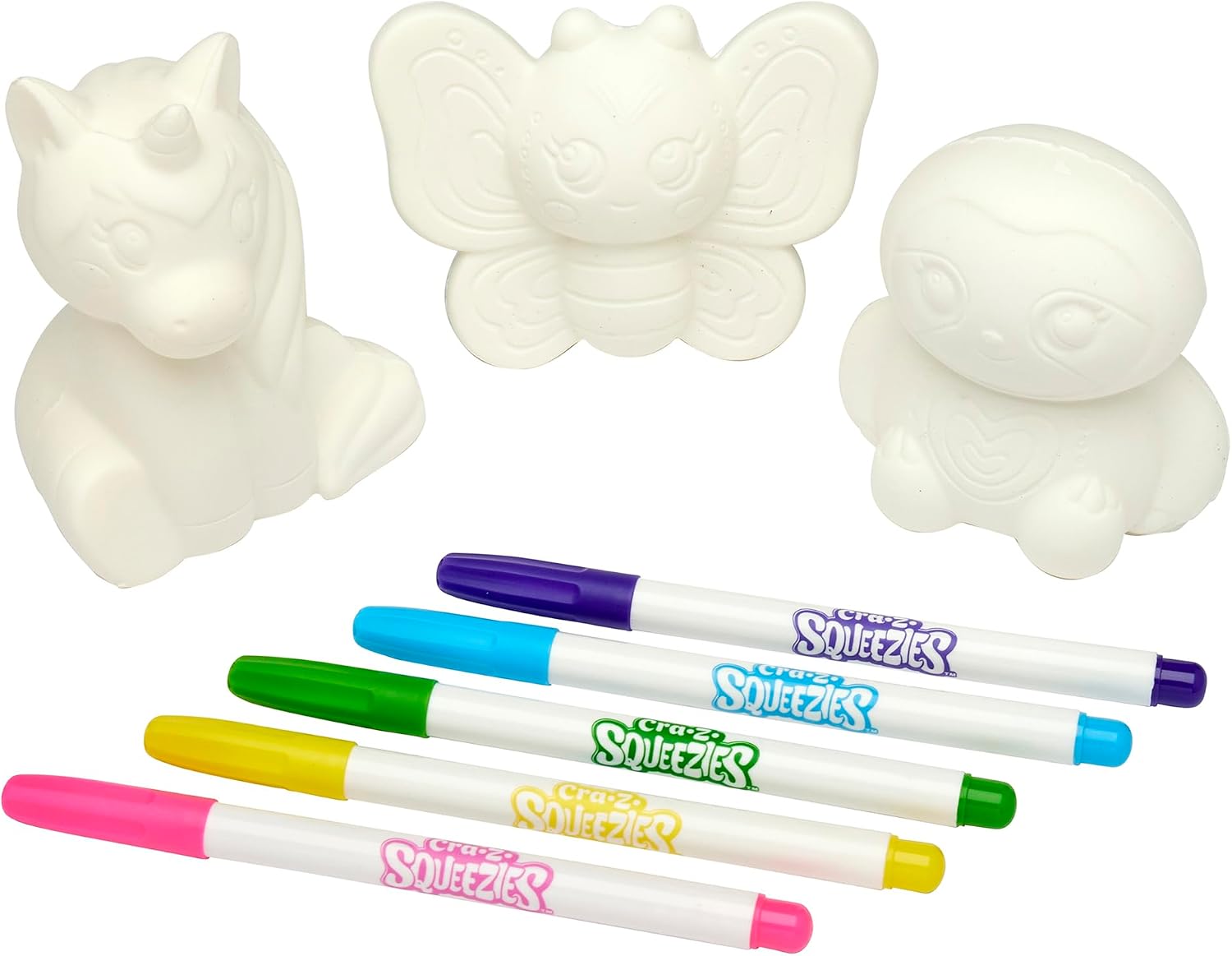 Shimmer ‘n Sparkle CRA-Z-Squeezies Color Your Own Squeezie Fun – 3 Count Butterfly, Unicorn and Owl Arts and Crafts Activity for Ages 6 and Up