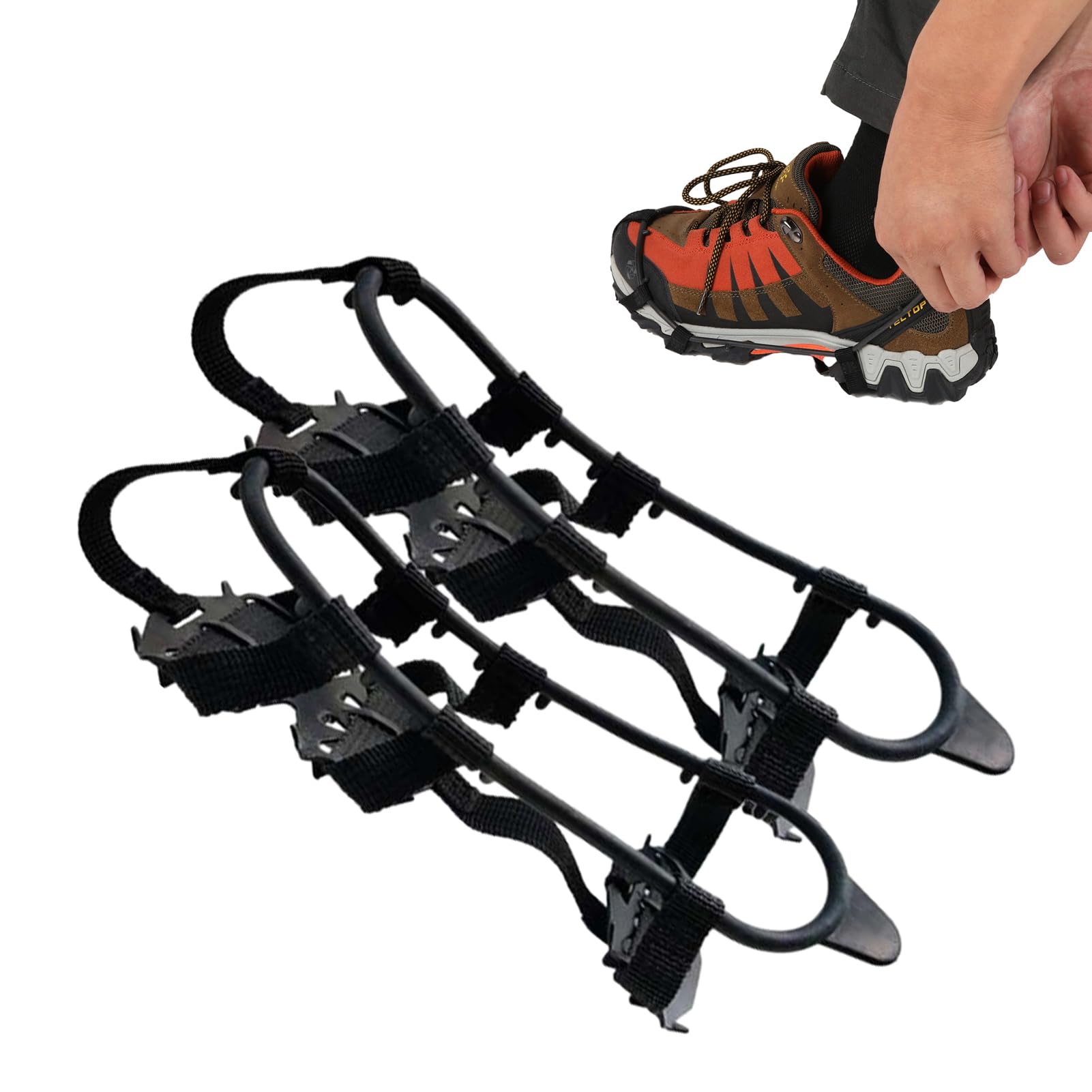 CCACHEIce Cleats For Boots | 24 Tooth Nail Snow Grips Boots | Universal Snow Shoe Spikes Slip On Ice Cleats For Hiking Camping With Manganese Steel Spikes Ccache