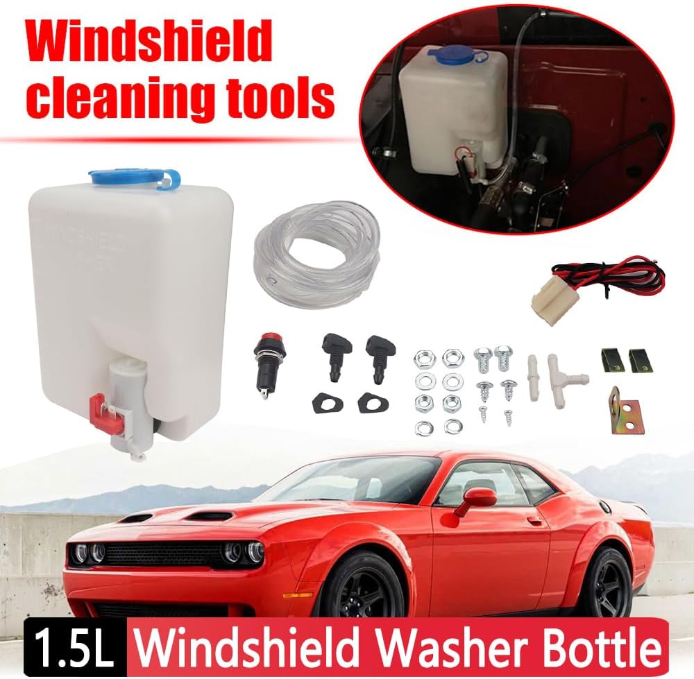 Universal Wiper Systems Reservoir 12V 1.5L Windscreen Washer Pump Fluid Tank Reservoir Nozzle Sprayer Kit