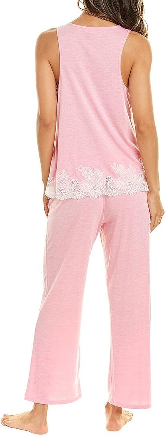 Natori Women's Luxe Shangri La PJ Set, HT. Rose Bloom/White, Large - Image 2