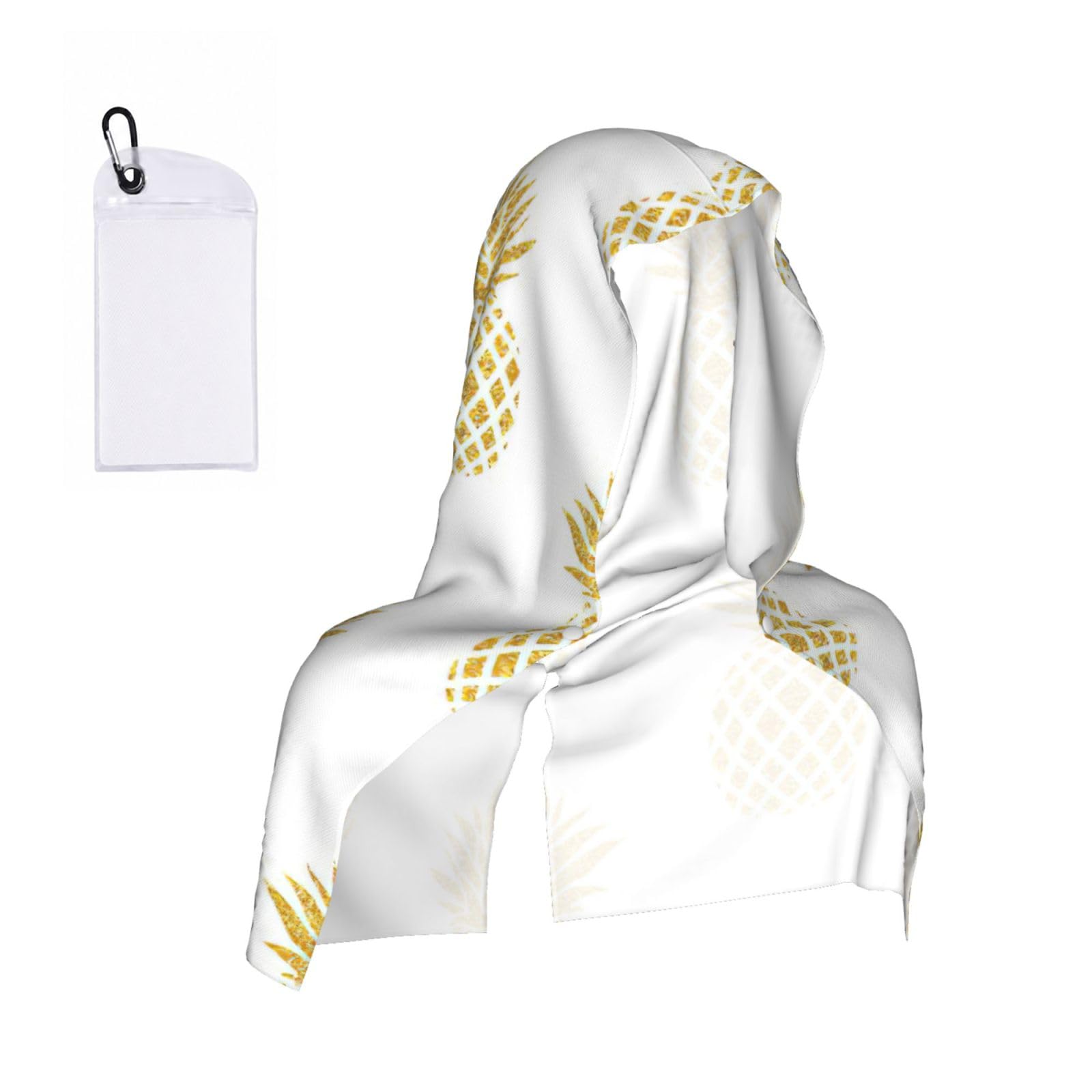 DUWAA Gold Pineapple Background Print Cooling Hooded Sports Towel, 30×60cm Quick Drying Summer Cool Head Wrap For Neck And Face