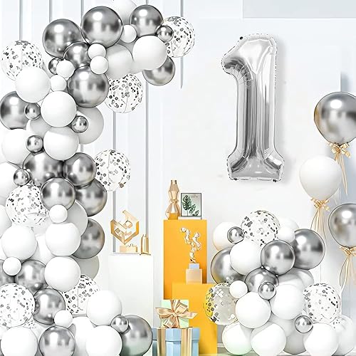 Miniatura 3 de Globo de número, globos de números de 40 pulgadas, globos plateados del número 1, globo gigante, globo de números de feliz cumpleaños, números