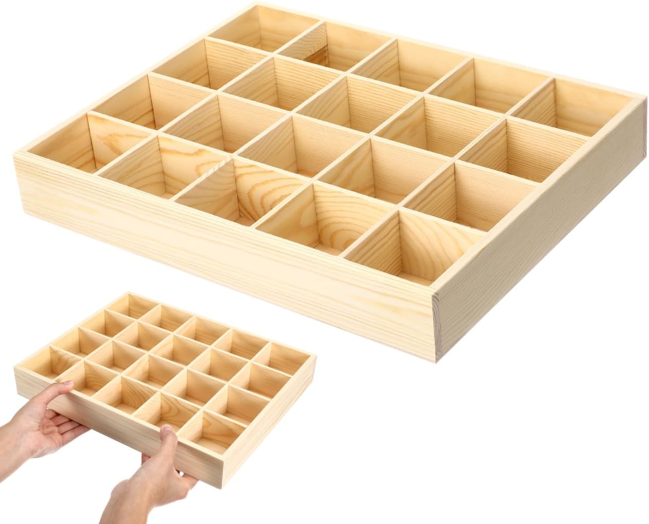 DOITOOL Wooden Socks Organizer Storage Box, 20 Compartments Wooden Drawer Organizer Underwear Storage Box for Belts, Ties, Bras, Briefs, Keys, Socks And Jewelry - 13. 3 X 10. 6 X 1. 9 Inch