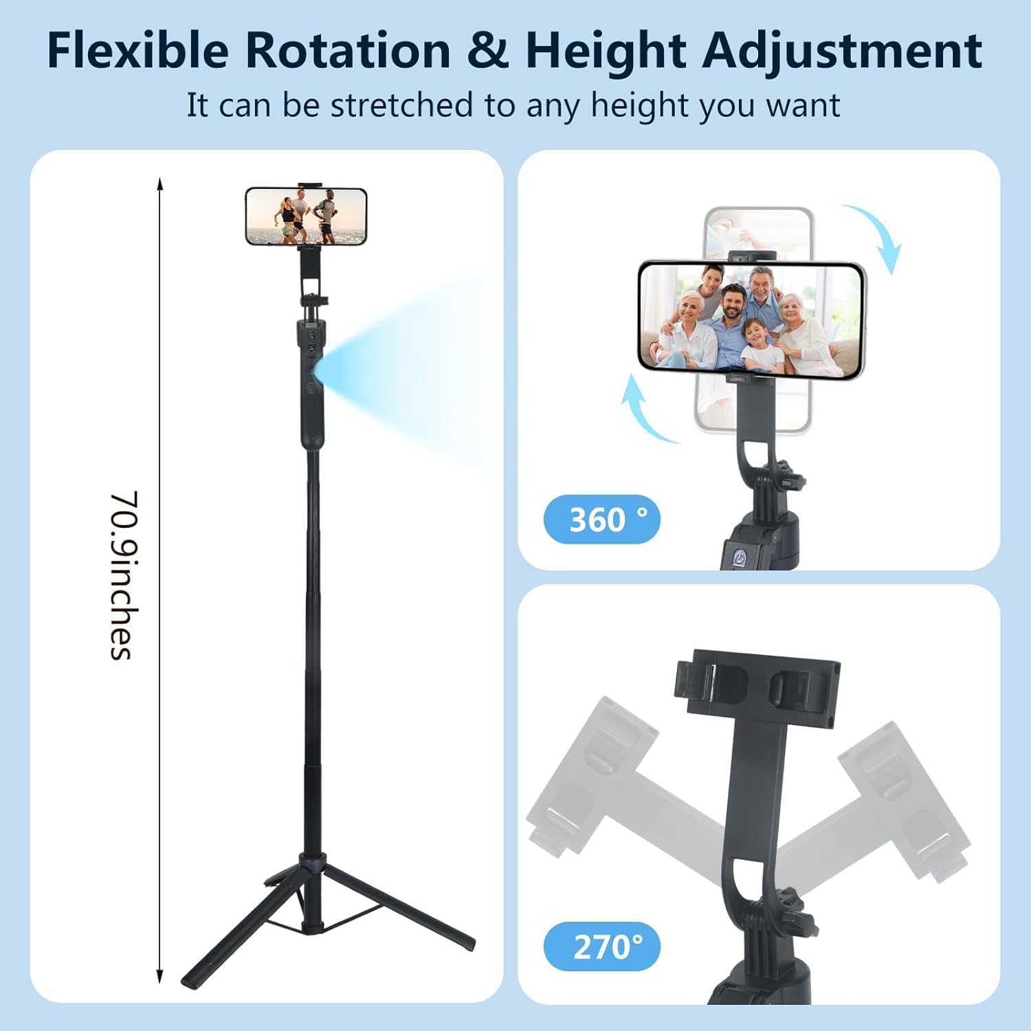Trípode para selfie con anillo de luz, control remoto Bluetooth, soporte para teléfono para fotografía, vlogging, transmisión en vivo