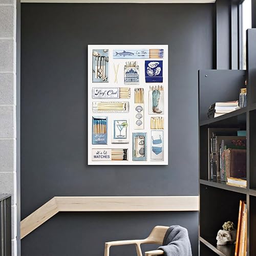 Miniatura 6 de Pósteres de arte retro de Matchbox Funky Blue Beachy Wall Art Cute Coastal Cowgirl Decoración de la habitación Preppy Verano Impresiones en lienzo