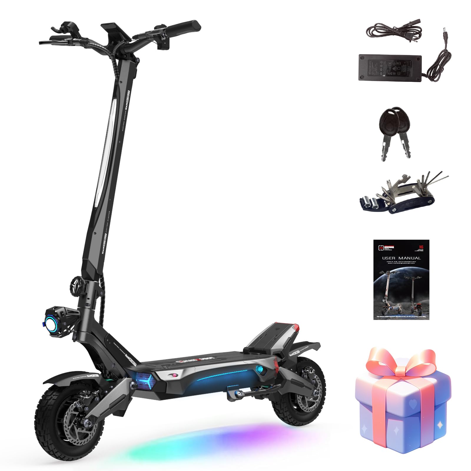 NANROBOTElectric Scooter Adults 40mph Dual Motor Electric Scooter with Suspension 40Miles Range Fast Sports Escooter Folding 10" Off Road Tires 330LBS Max Load Complies with UL2272 Certification