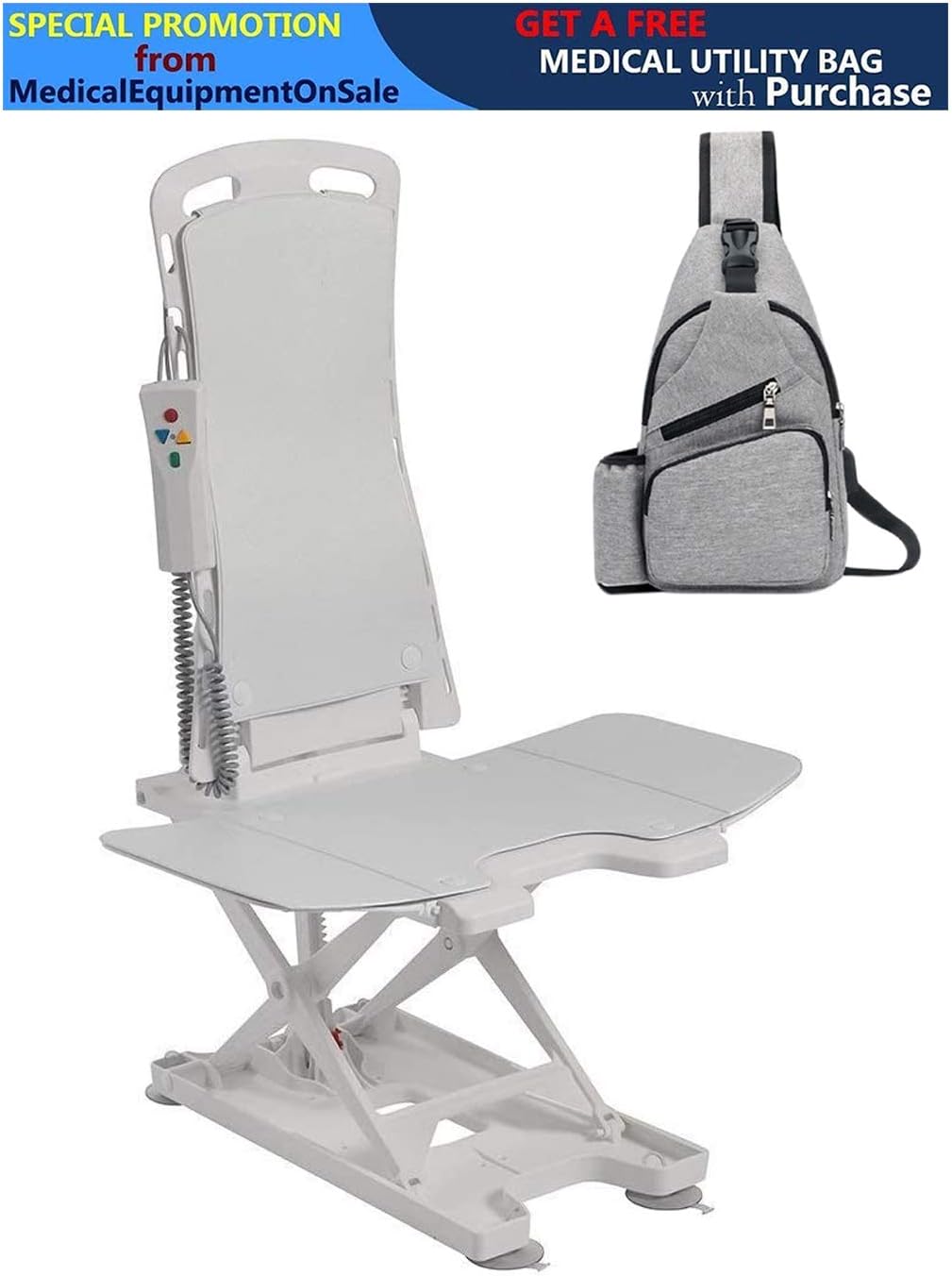 Drive Bellavita Tub Chair Seat Auto Bath Lift, White & Free Grey Medical Utility Bag ! - #477200252 : Health & Household