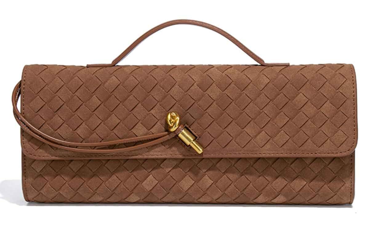 Suede Woven Evening Clutch Purses Women Crossbody Shoulder Hobo Handbag Trendy Slouchy Woven Clutch Purses,Everyday Use for Party,Formal,Fresh Odor-Free,Comfortable,Easy to Clean