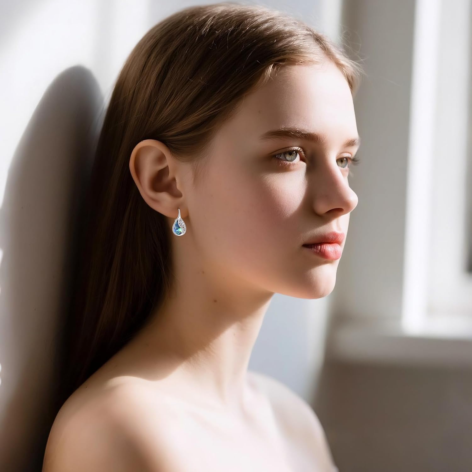 YFN Filigree Moonstone Dragonfly Earrings Sterling Silver Teardrop Bohemian Irish Celtic Knot Drop Dangle Earrings Abalone Shell Jewelry Gifts for Women - Image 2