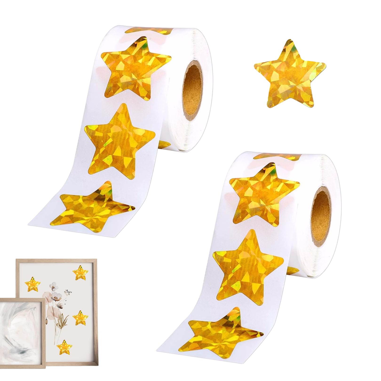 1000Pcs Gold Star Stickers,Holographic Star Stickers for Reward Chart,Small Stars Glitter Stickers,Motivational Sticker Roll for Children and Teachers,Sparkling Waterproof Paper Foil Labels for School