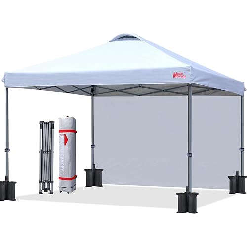 MASTERCANOPY Durable Pop-up Canopy Tent with 1 Sidewall (12x12 ft, White)