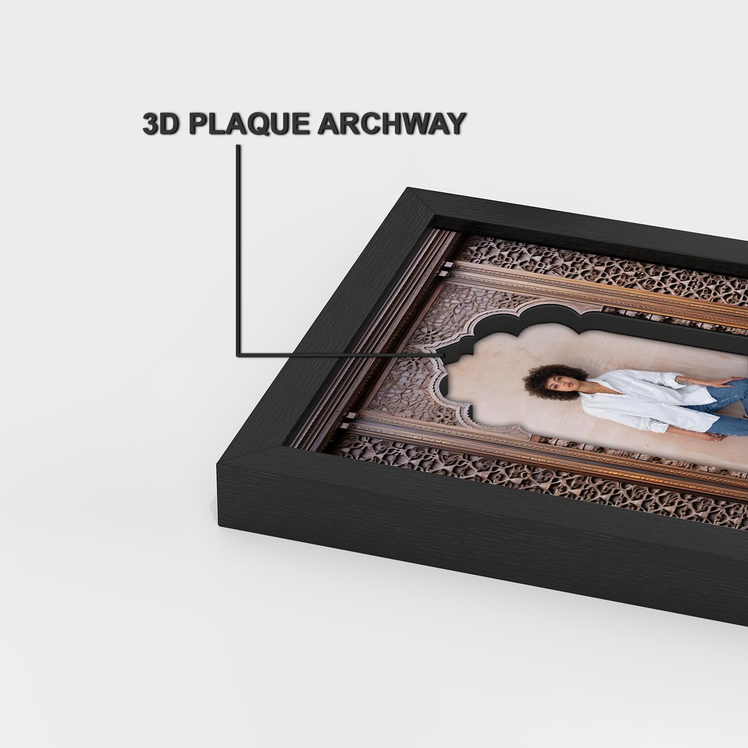 RANDOM 3D Plaque Art Frame Set of 2,Black MDF Frame, 23x28 CM, High-Definition Printing for Home Office (3D Plaque Archway Painting) 4