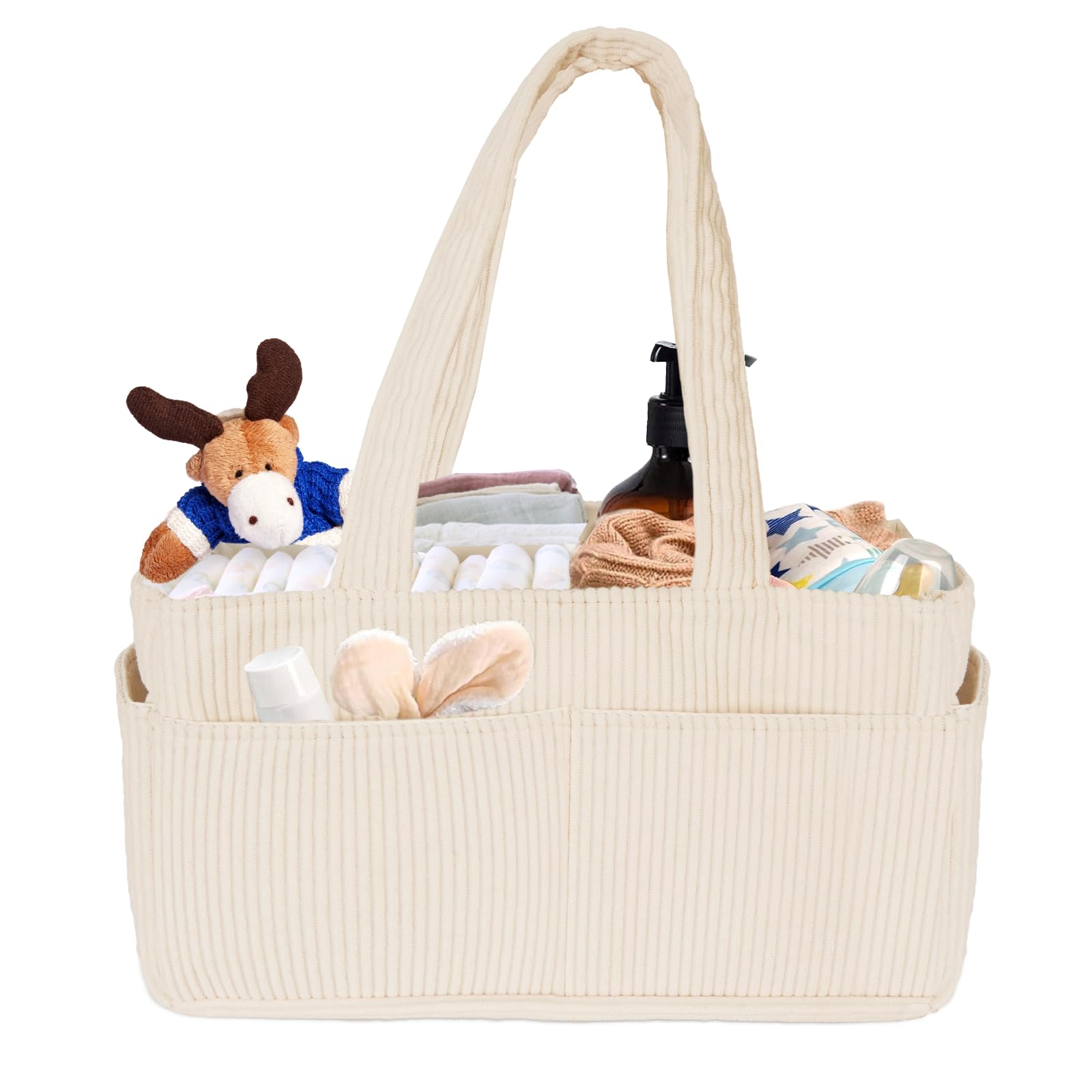 Cesta Organizadora Bebe, Organizador de Pañales para Bebé con Compartimentos Intercambiables, Organizador de Cambiador para Bebé, Regalo para Recién Nacidos