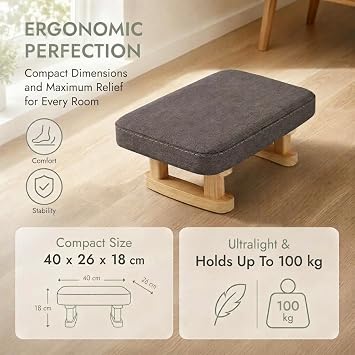 Foot Stool, Small Solid Wood Footstool with Removable Cover