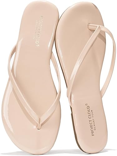 Vista 23 de Project Cloud - Sandalias para mujer planas de espuma viscoelástica, ligeras de cuero vegano, sandalias esenciales de verano para la playa Canela