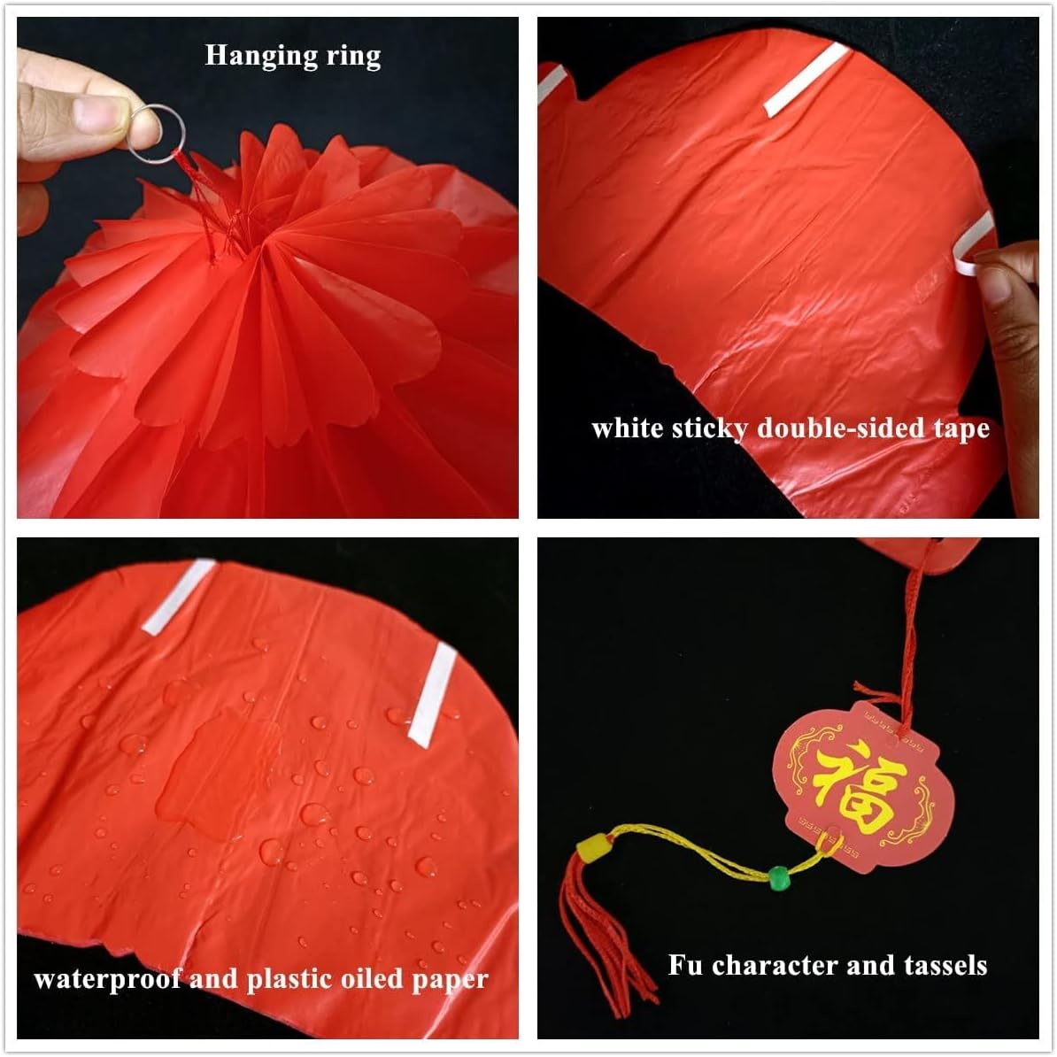 KYMY 40pcs Chinese & Vietnamese Red Paper Lanterns, 2026 Hanging Round Decorative Red Paper Lanterns for Lunar New Year,Spring Festival, Wedding Celebration, Home Decorations (15cm-5.9inch) - Image 5