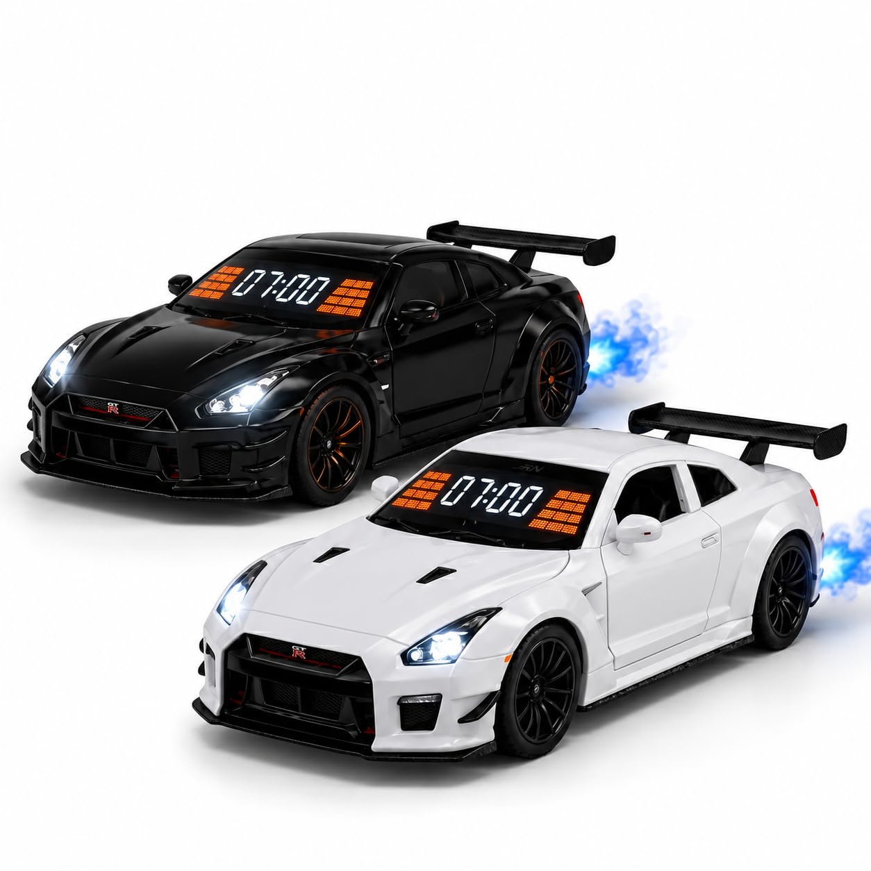 Hypercar Auto Wecker mit Motor Sound – Car Alarm Clock mit LED-Lichtern & Auspuff-Nebeleffekt, Realistischer Wecker Auto mit Motorgeräusch, Digitaler Autowecker für Schlafzimmer, Büro & Gaming (S-1)