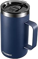 KXIAOCHEN 20oz Insulated Coffee Mug with Lid & Handle - Stainless Steel Vacuum Tumbler Keeps Hot 6+ Hrs, Cold 12+ Hrs, No Sweat Navy Blue