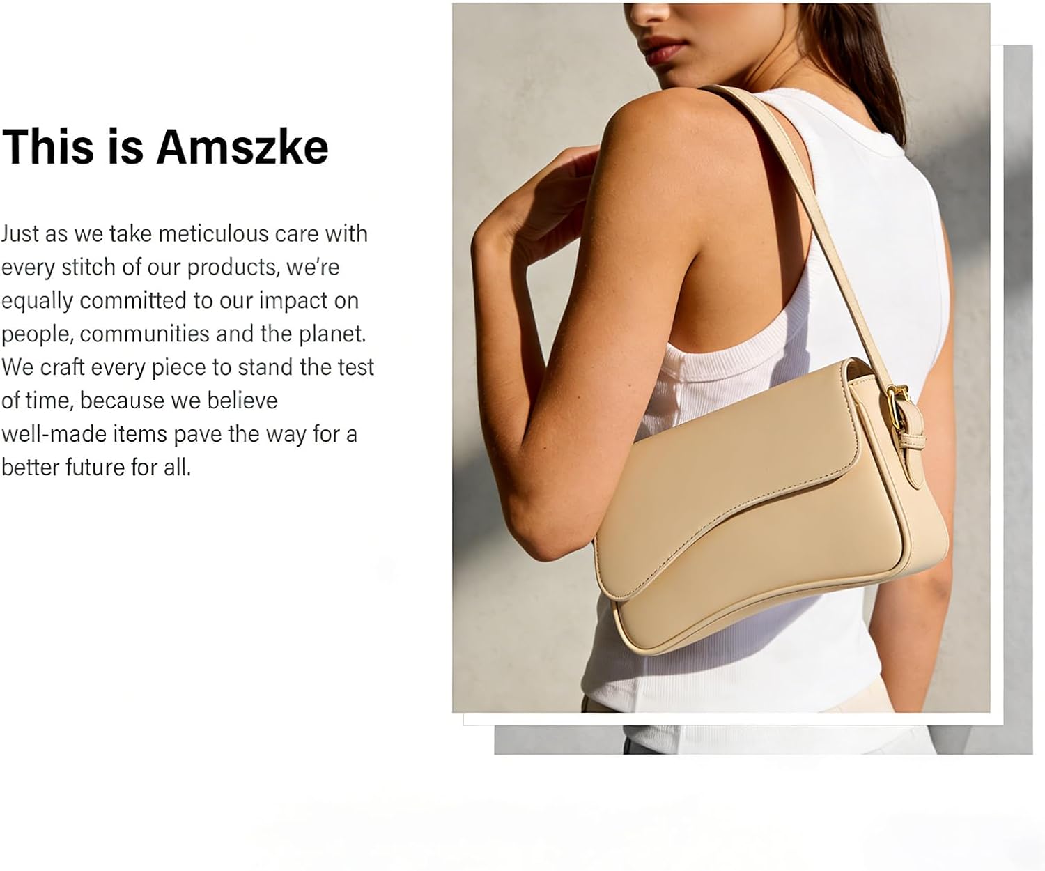 Amszke Shoulder Bag for Women Y2K Crossbody Purse PU Leather Underarm Handbag 2 Adjustable Strap for Daily Commute Travel