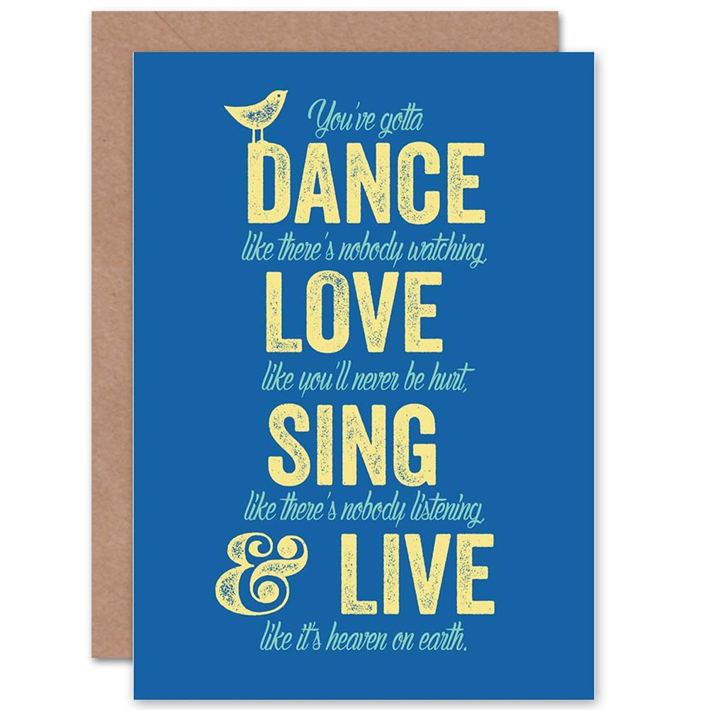 Wee Blue Coo OCCASION FRIENDSHIP DANCE LOVE SING LIVE COLOUR ART GREETING CARD