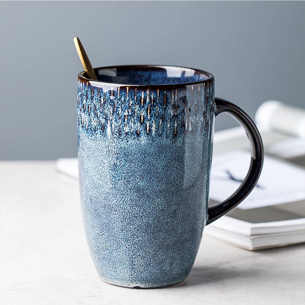 Duży kubek do kawy, wykwintne retro ceramiczne kubki do kawy kubki na mleko porcelanowa filiżanka do herbaty piękny prezent urodzinowy dla przyjaciół / członków rodziny, nadaje się do zmywarki i kuchenki mikrofalowej C