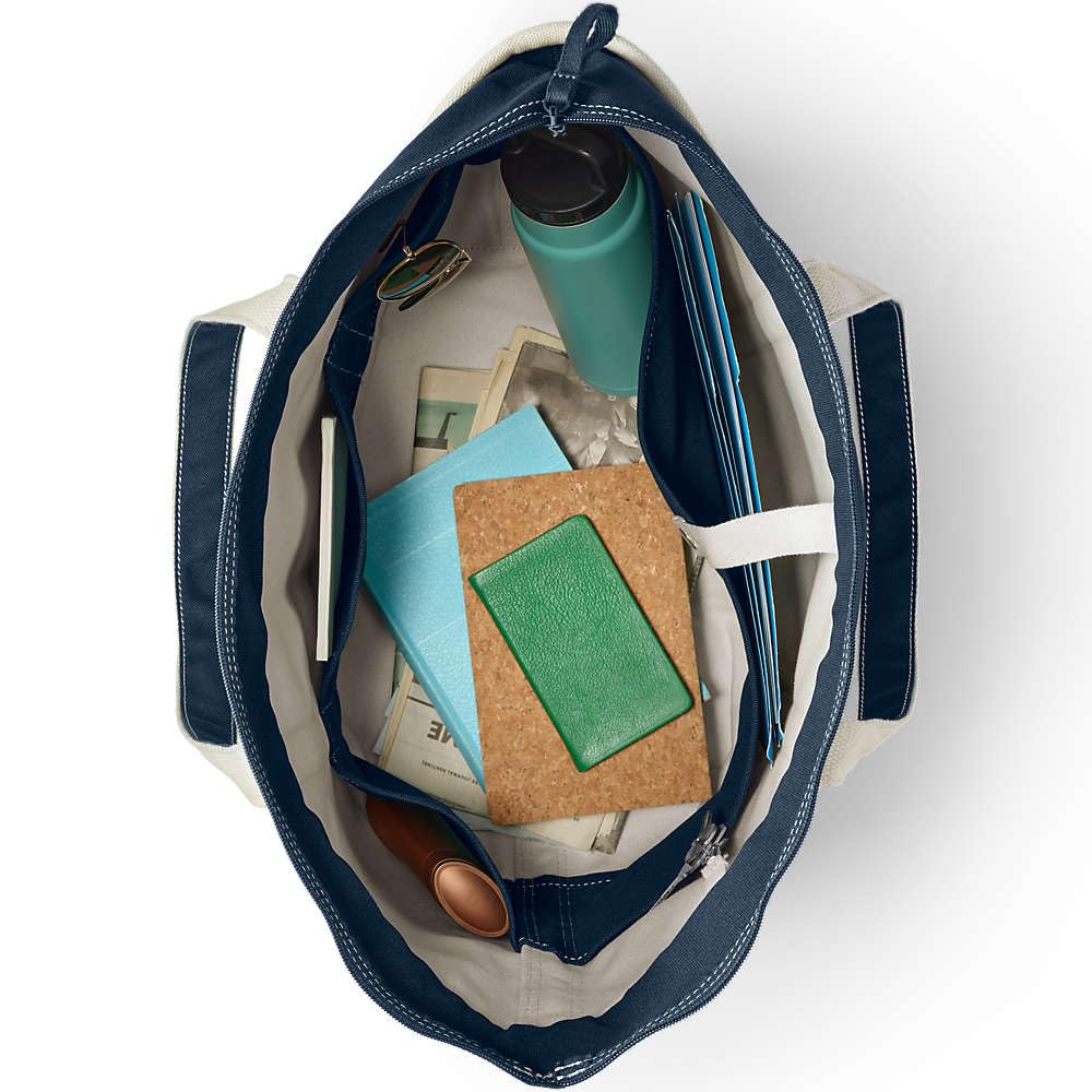 Lands' End Sac fourre-tout en toile à longue poignée zippée