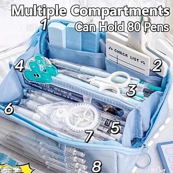 Big Capacity Pencil Case 8 Compartments Large Pencil Pouch Pen Bag Pencil Box Holder Organizer Simple Storage Aesthetic Stationery Cosmetic for Adults Men Women College Office Essentials (Pink)