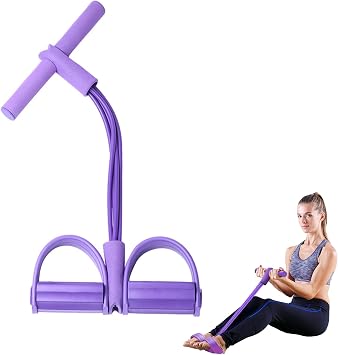 Abdominal Trainer, 6 Tubes Multifunction Tension Rope, Sit-Up Training Equipment, Bodybuilding Expander, Abdominal, Leg, Waist Exerciser, Workout Equipment for Home Gym Yoga, Fitness