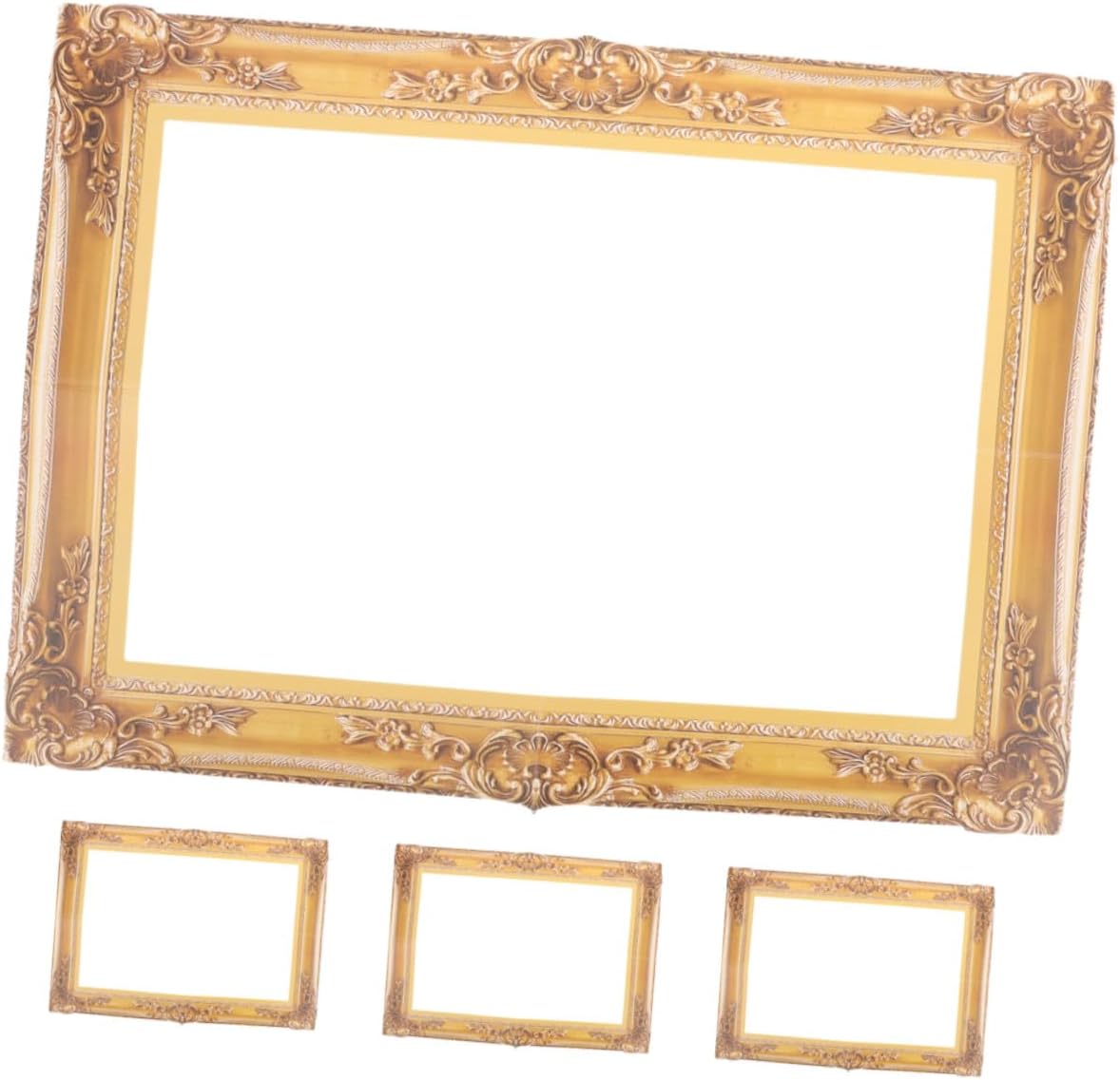 VANZACK 4pcs Wedding Photo Booth Prop Frames, Gold Paper Selfie Frame Props for Wedding Reception and Party Decoration, Handheld DIY Romantic Photobooth Accessories