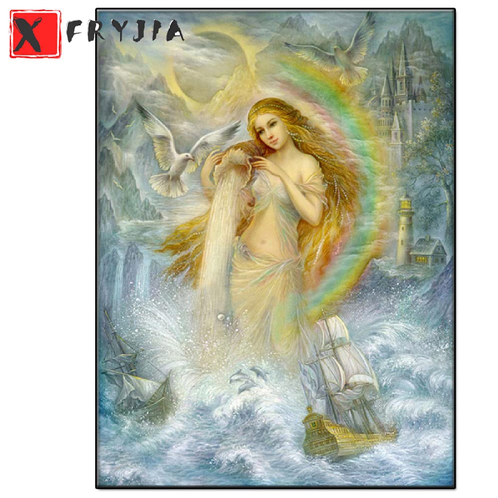 Mosaïque diamant strass Narcisse point de croix | Toile mythologie grecque carrée 55x70