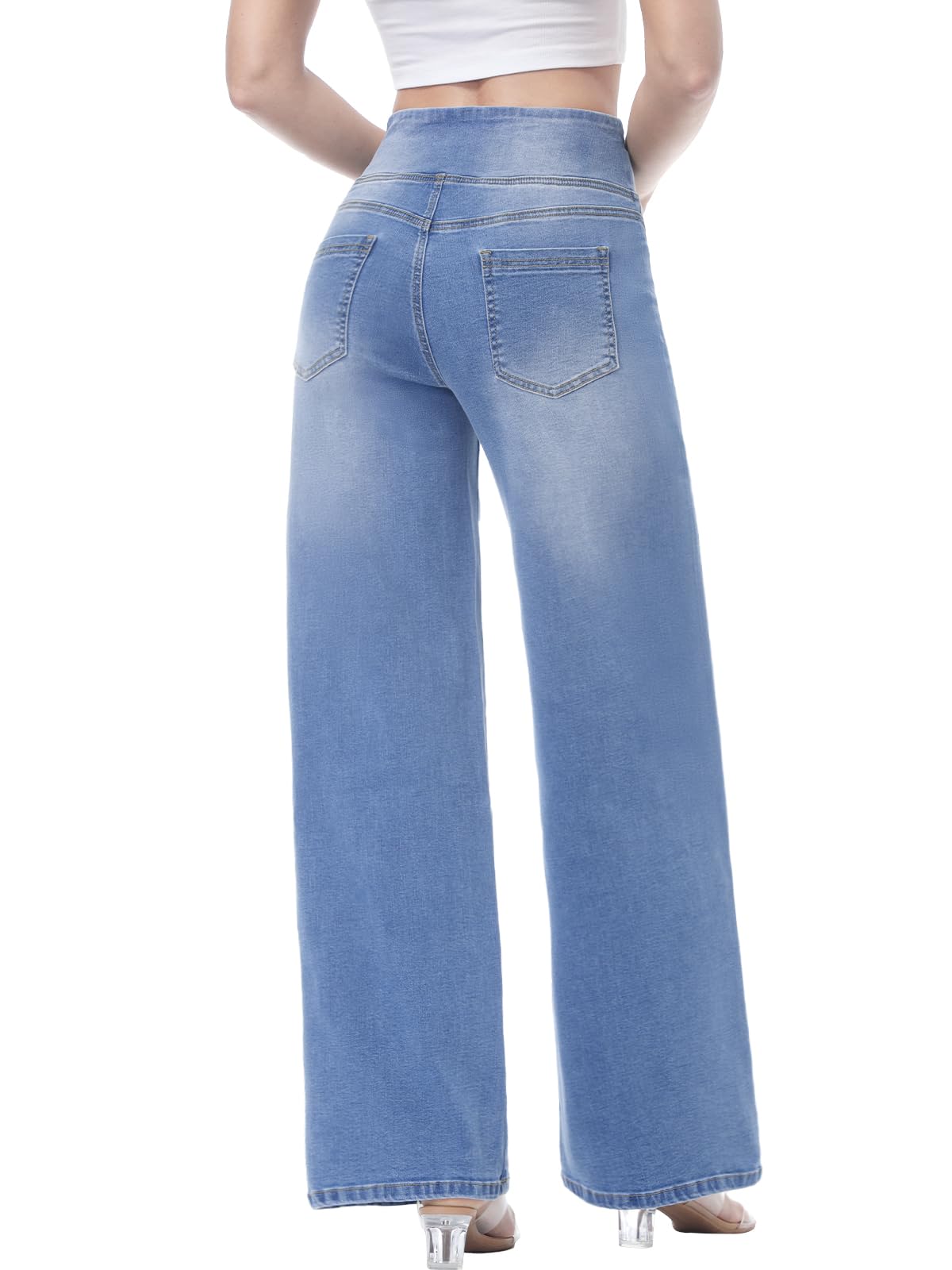 Jeans Donna Vita Alta, Jeans Donna Elasticizzati Jeggings Pantaloni a Gamba Diritti Larghi Casual Push Up Leggins