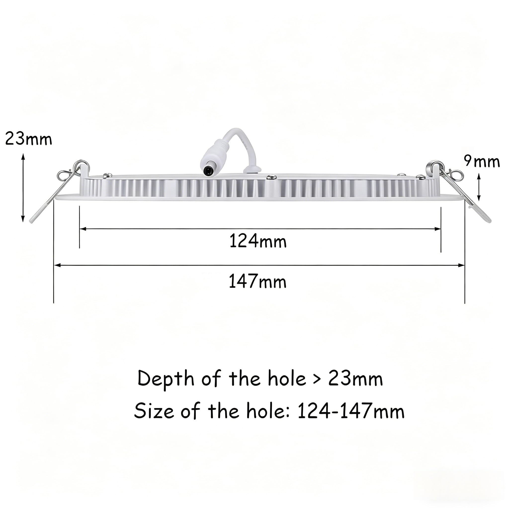 Paquet à 2 Pièces Plafond spot Encastré LED 9W, Ultraminces rond Diamètre 145mm, Blanc Froid 6500K, Lampe Panneau de Plafond, Inclut les Transformateurs