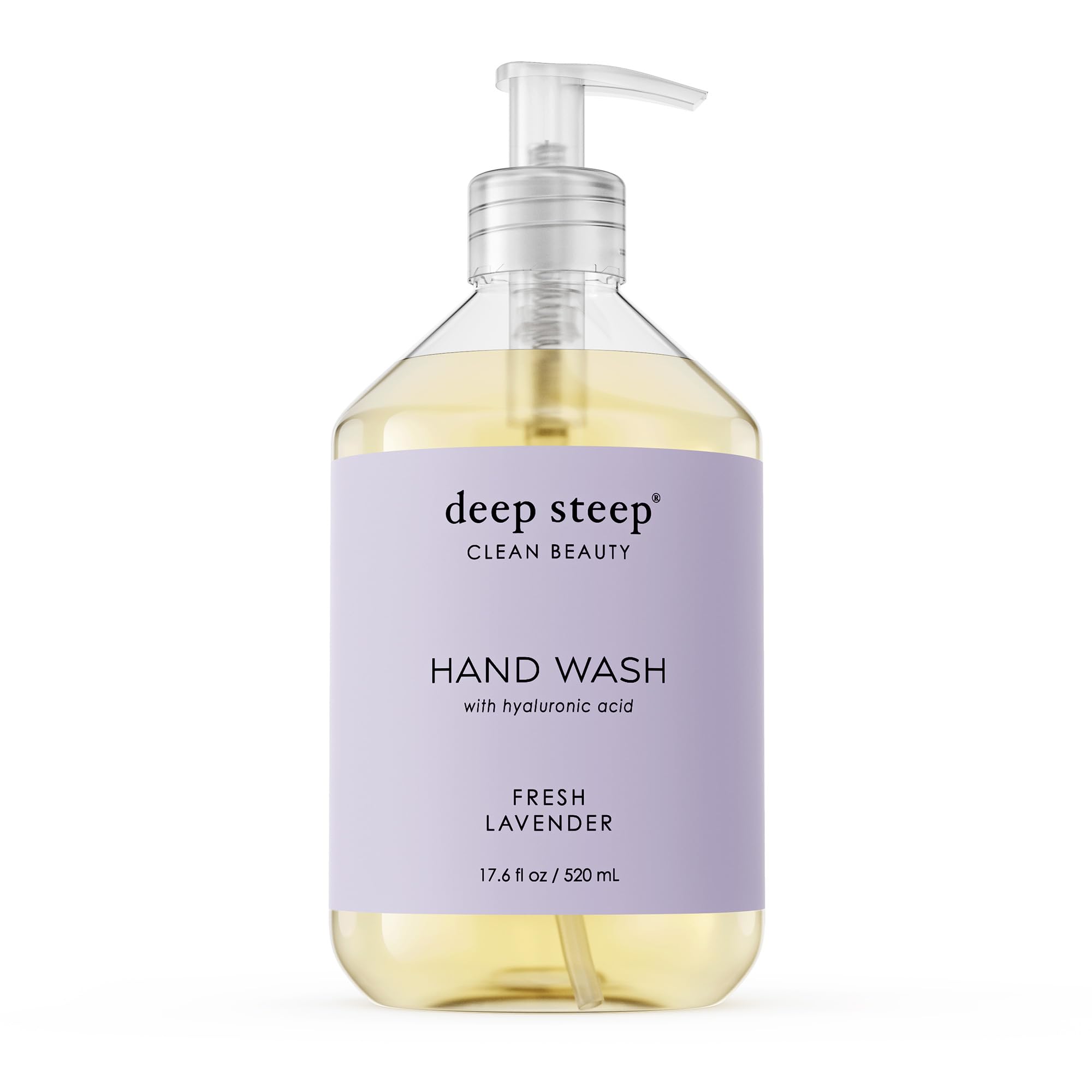 Deep Steep Liquid Hand Wash, Fresh Lavender, 17.6 oz – Moisturizing Cleanser with Olive Oil, Aloe Vera, Glycerin & Hyaluronic Acid – Vegan, Clean