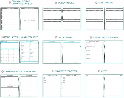 Miniatura 6 de Agenda de presupuesto libro de presupuesto mensual de 8 x 9.5 pulgadas con cuaderno de seguimiento de gastos, libro de presupuestos 2023-2024 y