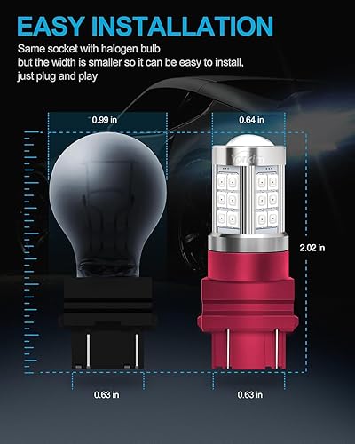 Miniatura 22 de Yorkim Bombilla LED 1157 roja 1157 bombilla de freno LED 2357 bombilla LED 2057 luces LED rojas 7528 BAY15D lámpara de repuesto para luces de freno
