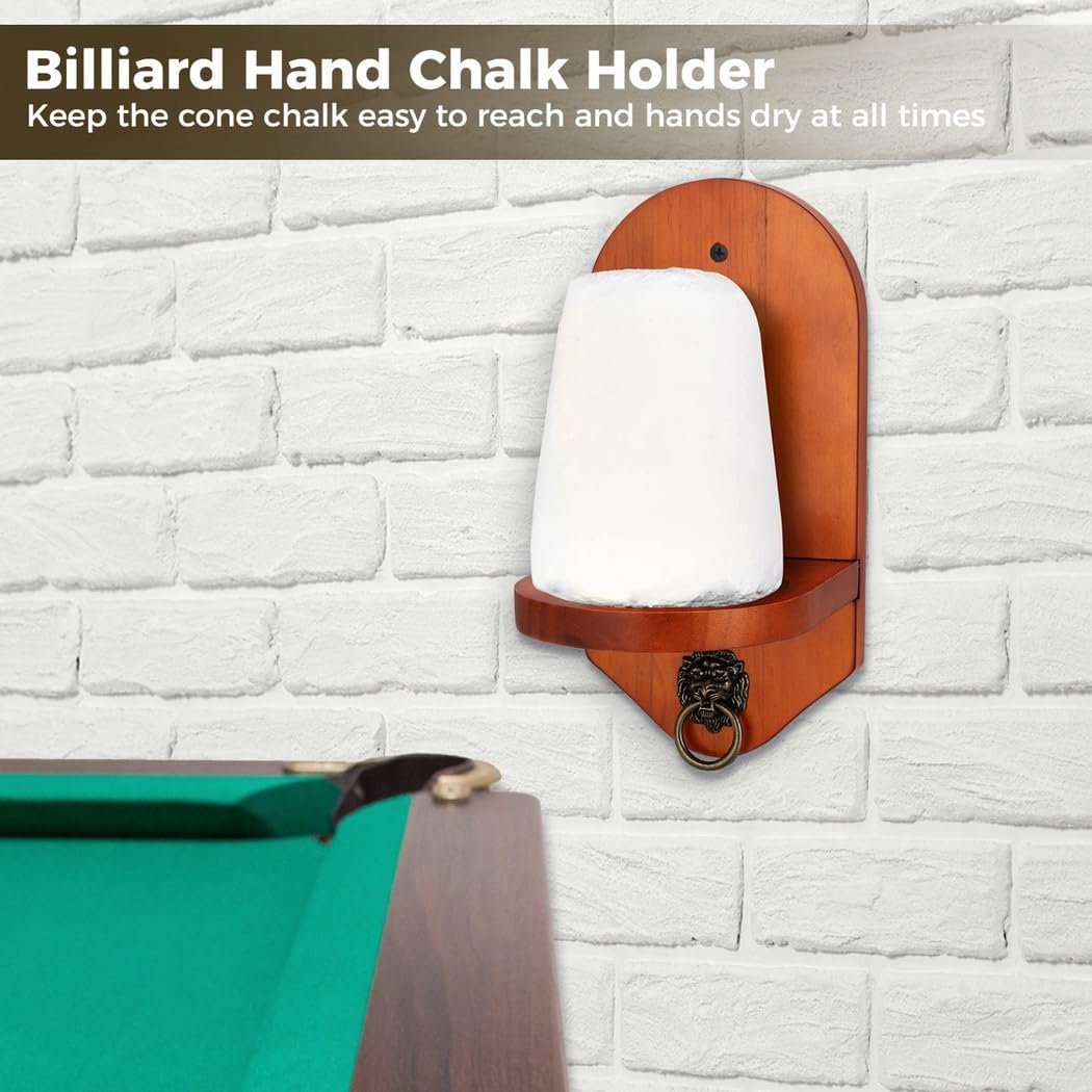 Lion-Shaped Wooden Billiard Chalk Holder, Wall-Mounted Chalk Cone Holder for Pool Table with Screw Hardware, Elegant Rustic Design