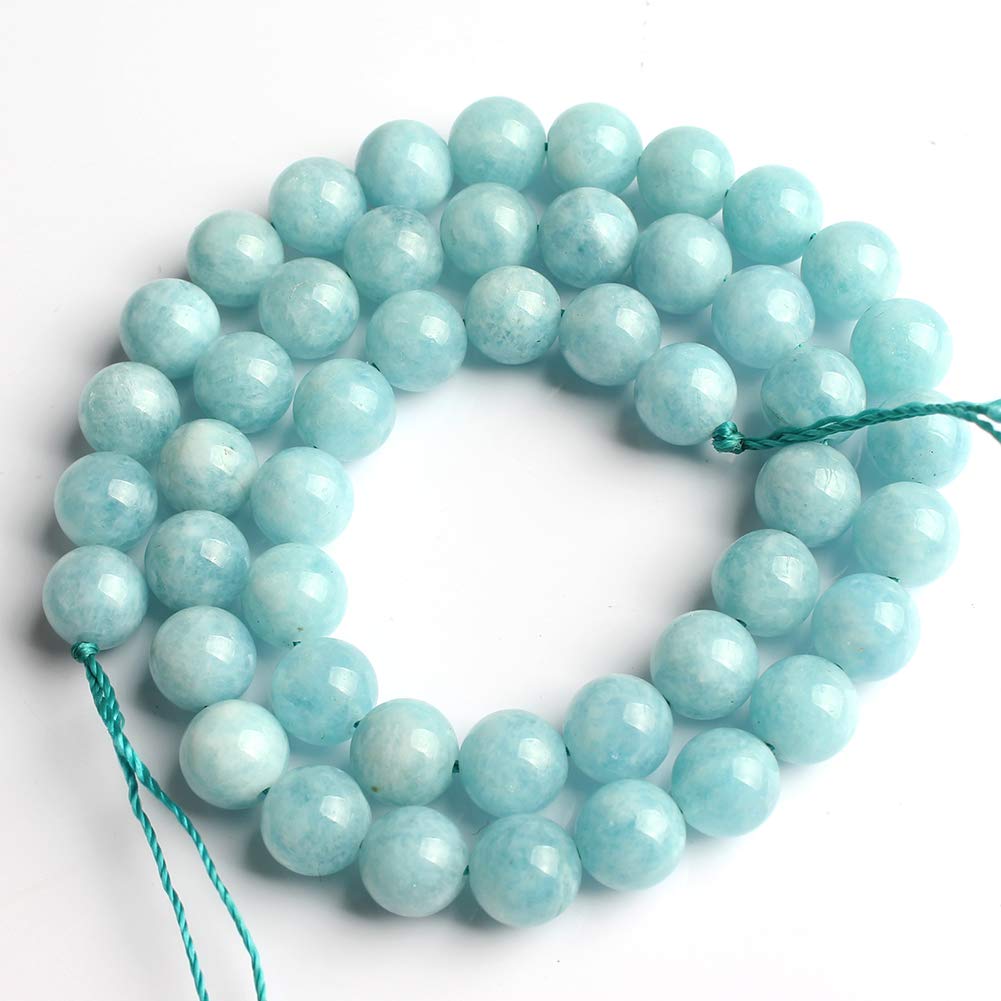 Love Beads 10mm Aquamarine Round Stone Beads for Jewelry Making 15inch