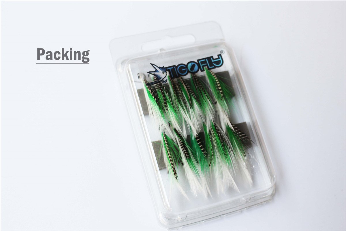 Tigofly 24 pcs Hair Wing Salmon Trout Saltwater Fly Fishing Flies Lures (Size 2)