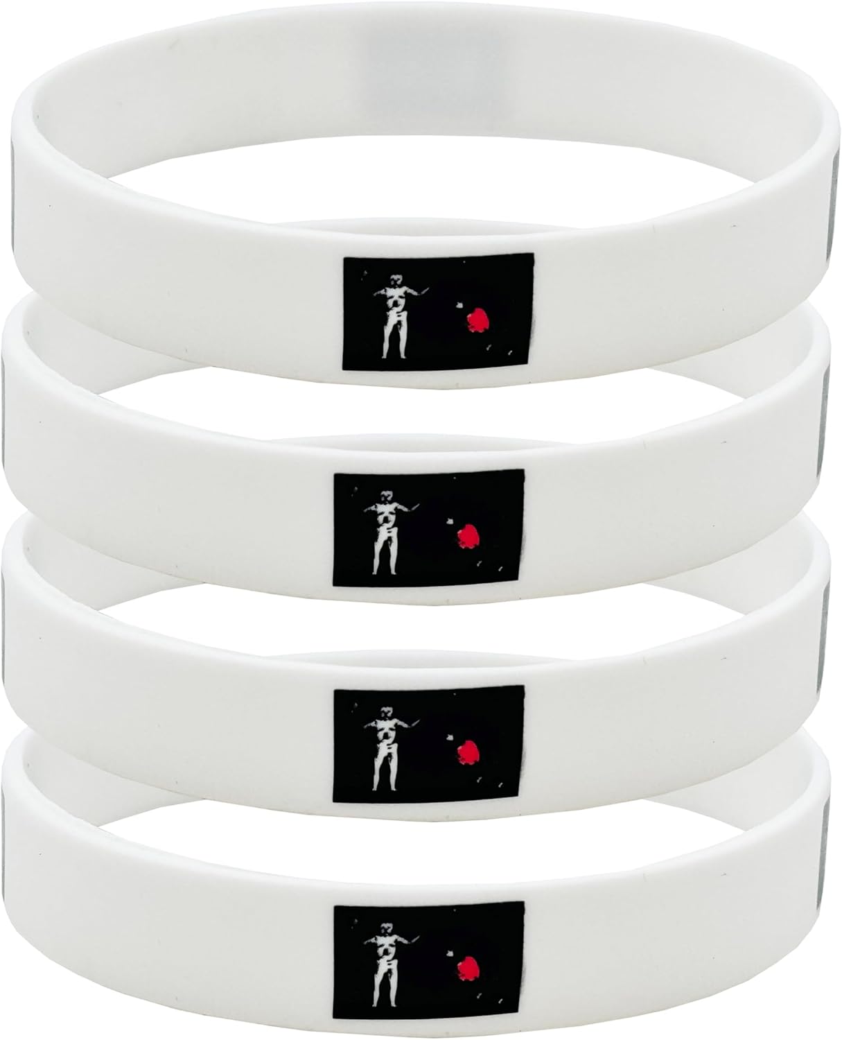 4 Pcs Pirate Edward Teach Rubber Bracelets,Pirate Flag Silicone Bracelet, Rubber Wristbands Patriotic Decorations Gift.