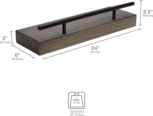 Miniatura 3 de Melannco Estante flotante para barandilla, 24 pulgadas, negro