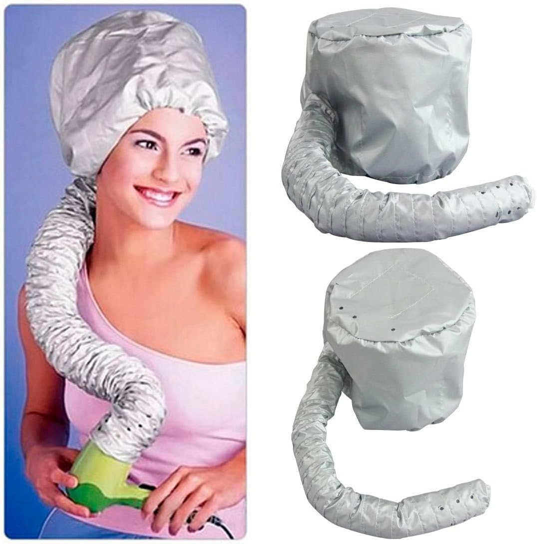 Kingzhuo 2 Pcs Bonnet Hair Dryer Portable Safe Women Hair Dryer Soft Bonnet Hair Dryer Hood Soft Hat Hair Dryer Hat Dryer for Blower (one Sliver Another is Pink)
