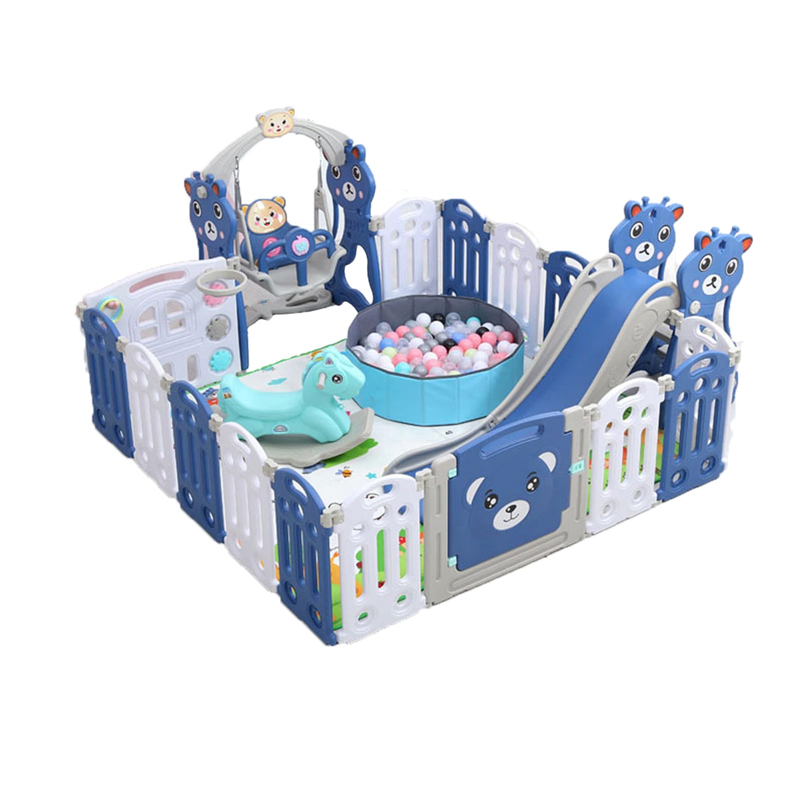 Magic ZC Box Bambini, Recinto per Bambini, Box Neonato con Materassino Grande Pieghevole Interni ed Esterni, Centro Attività Infantile Parco Giochi per Bambini con Schiuma Anticollisione (B 18+2)