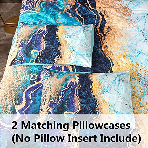 Ntbed Marble Comforter Set King Blue,3-Pieces Microfiber Bedding Abstract Artwork Watercolor Ultra Soft Quilt For All Seasons… #TOP4