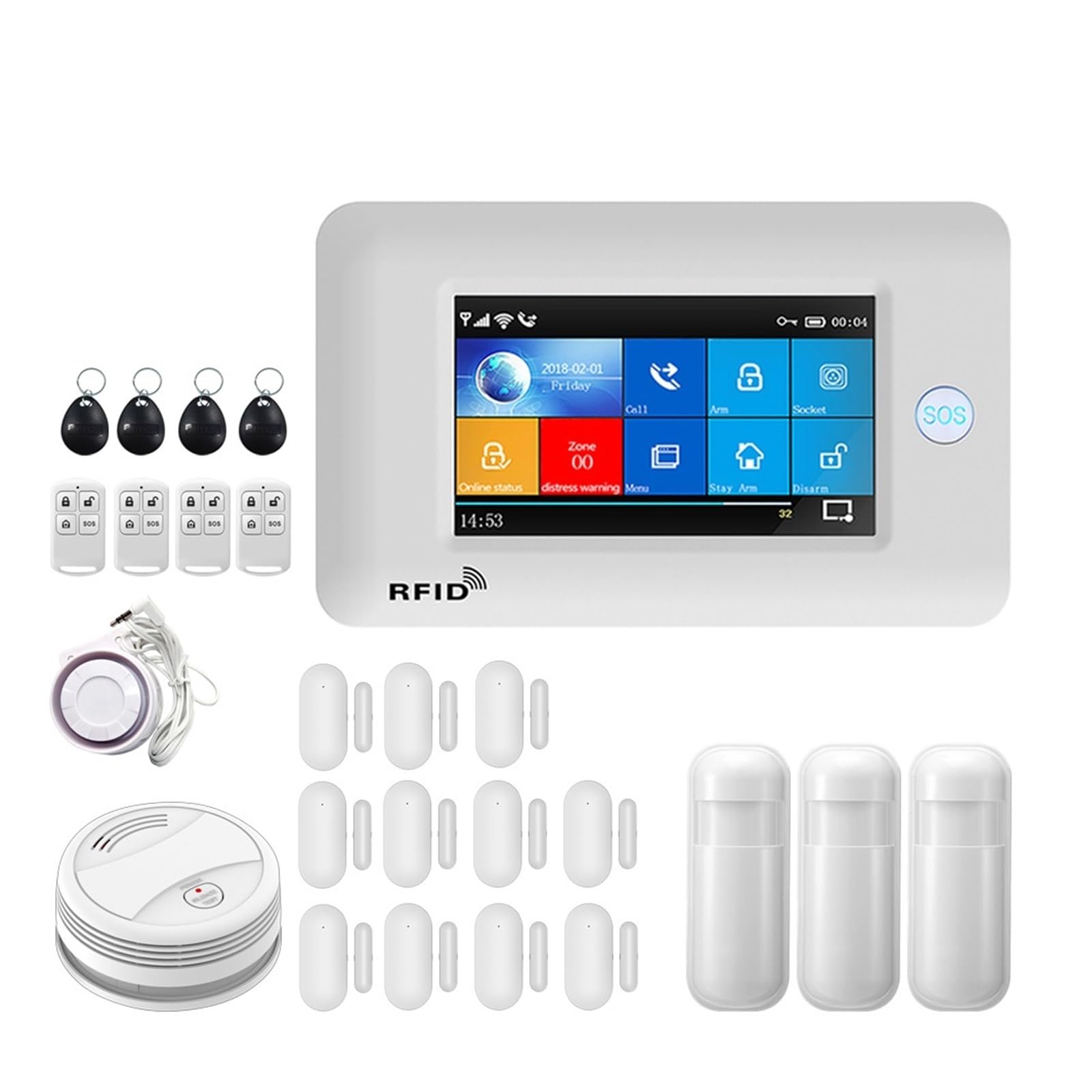 Wifi GSM Home Alarm System Burglar Security With Detector Tuya Smart Life Remote Monitoring(H.)