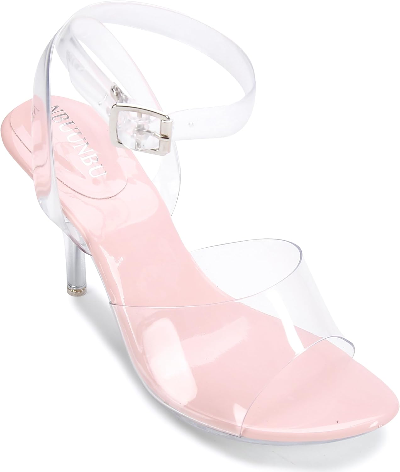 NBUUNBU Clear Heels For Women Transparent Strappy Platform Sandals Ankle Strap High kitten Heel Sexy Slingback Stiletto Comfortable Dress Shoes Open Toe Slip On Mules Pump - Image 6