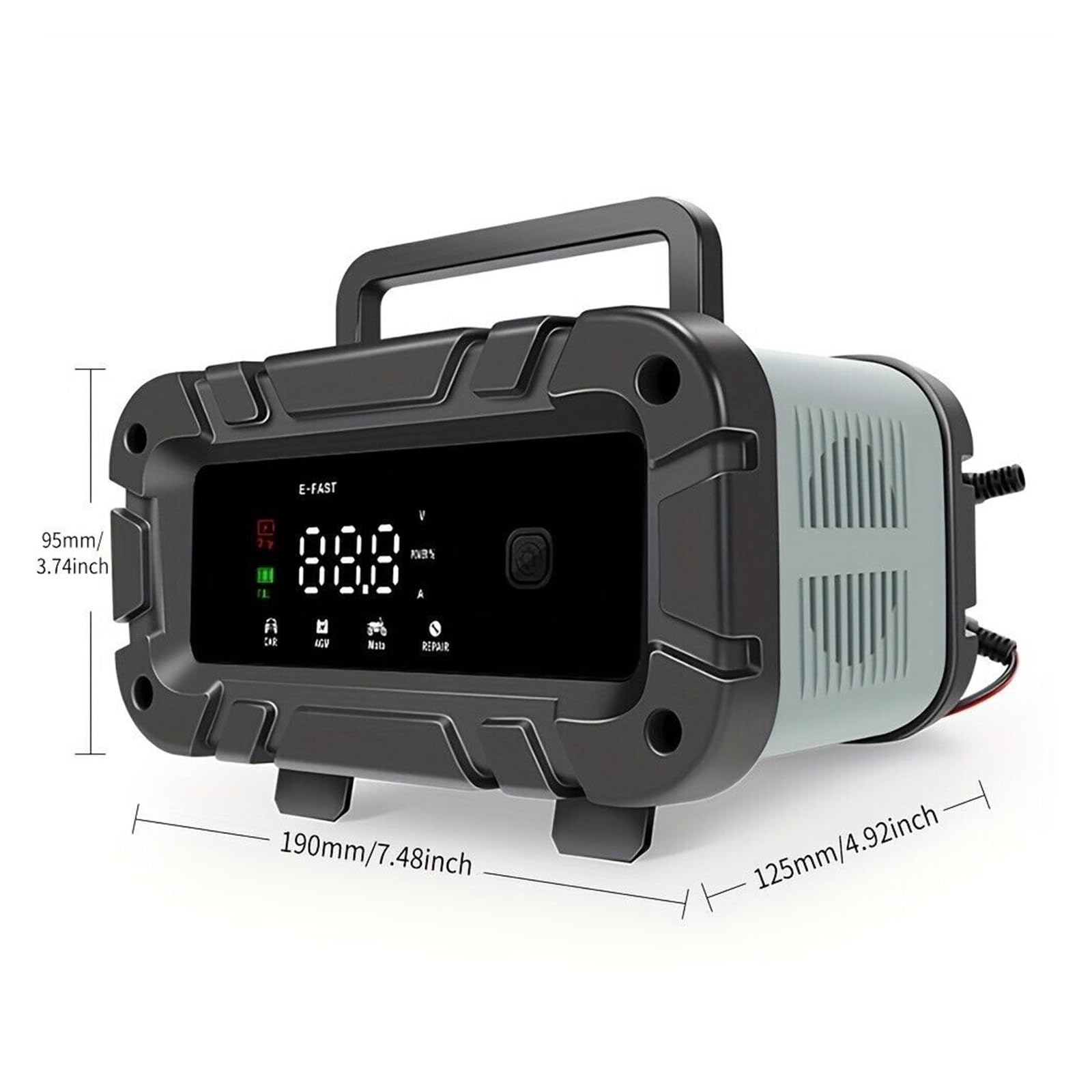 Ładowarka Samochodowa 10A/6A/5A W Pełni Automatyczna 2V/24V Motocykl Samochodowy Poziom 7 Ładowanie Narzędzi Do Naprawy Impulsów Precyzyjne łAdowanie(Green)