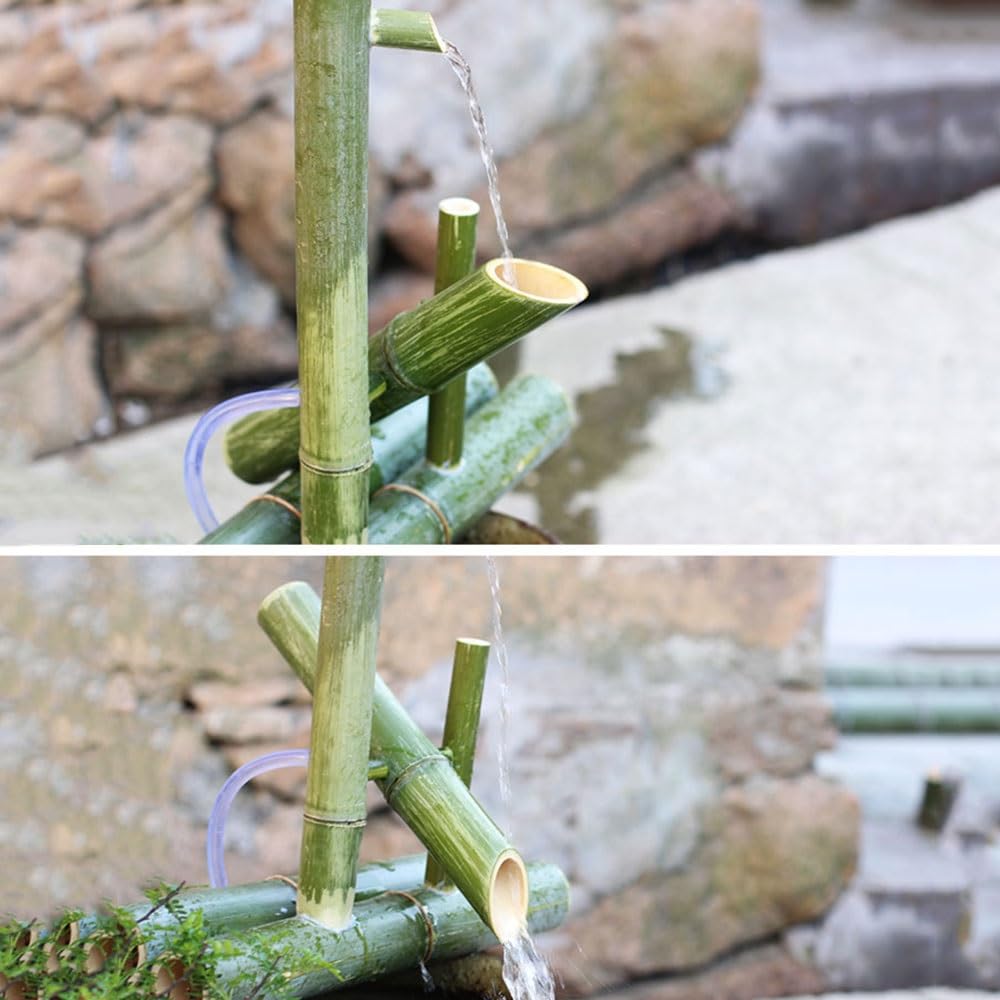 Handgefertigter Bambus-Wasserbrunnen für Zen-Gärten, Teiche und Aquarien