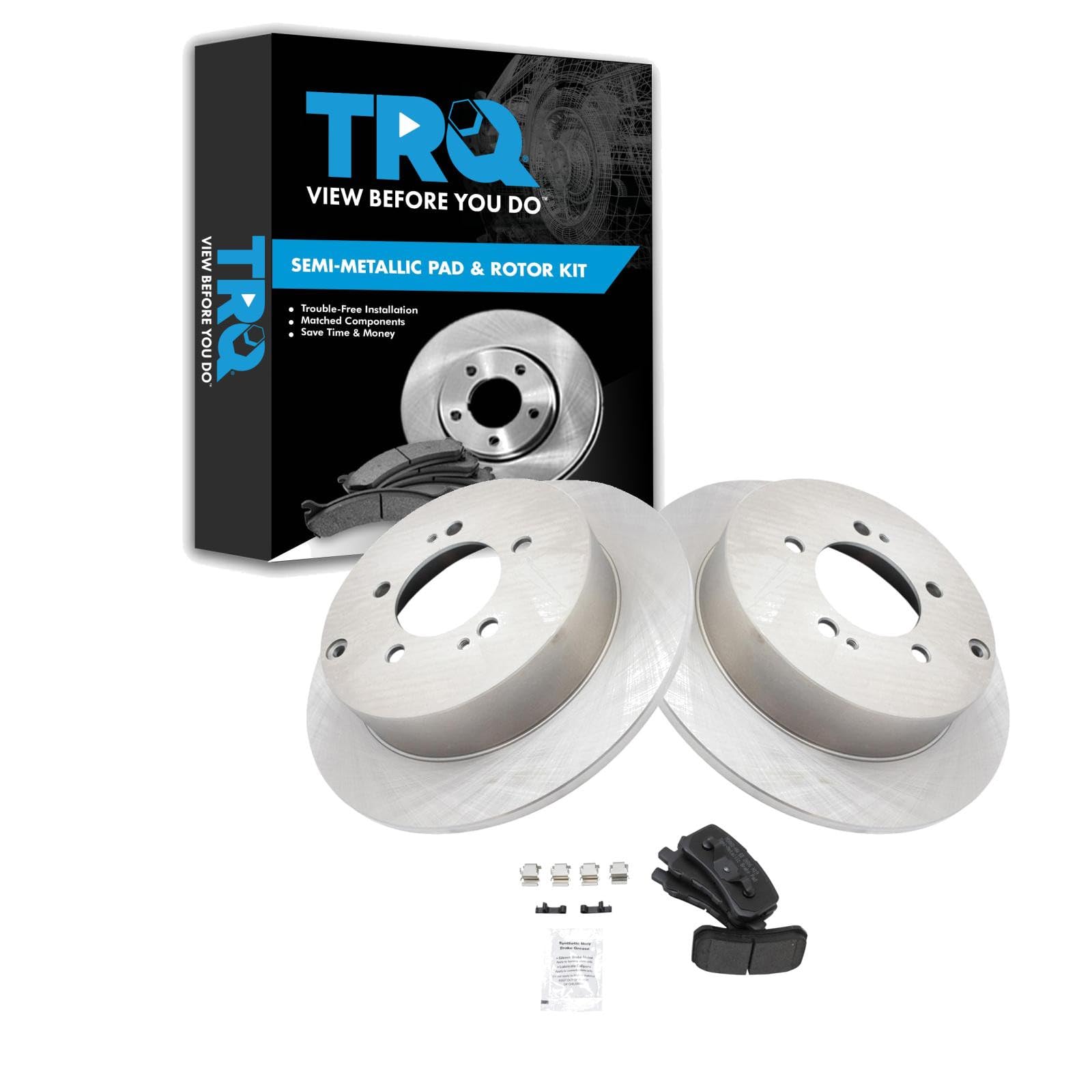 TRQ Rear Brake Pad and Rotor Set Semi Metallic